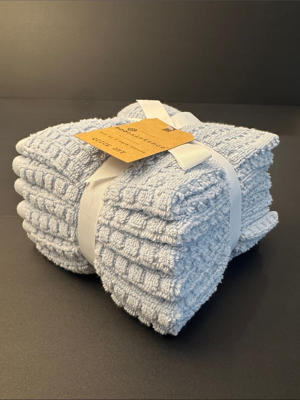 10pc ECOEXISTENCE Quick Dry 100% Cotton Oversized Bath Towel Set - Powder Blue - Picture 7 of 9